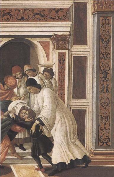 Sandro Botticelli Stories of St Zanobius Last Miracle:dead child revived by the Deacons Eugenius and Crescentius oil painting image
